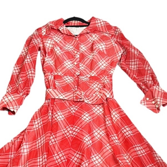 Vantage plaids red and white maxi dress lined In great condition - Picture 10 of 11